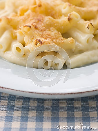 Plate of Macaroni Cheese Stock Photo