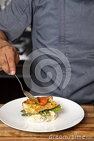 Plate of Mahi mahi Stock Photo