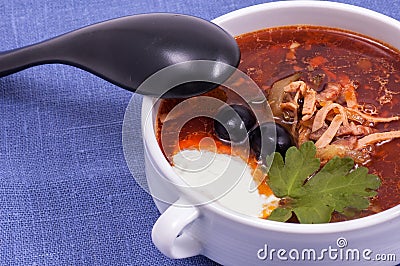 Plate with meat halophyte Stock Photo