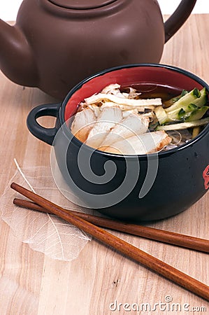 Plate with meat halophyte Stock Photo