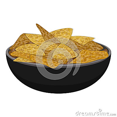 Plate of nachos icon, cartoon style Vector Illustration