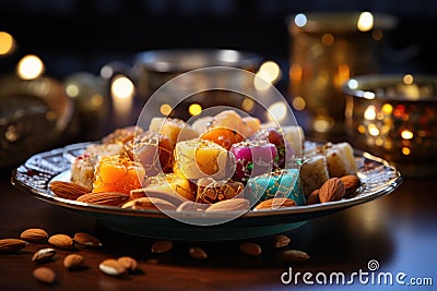 Plate with oriental sweets. Eastern holidays Stock Photo