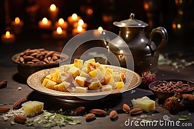 Plate with oriental sweets. Eastern holidays Stock Photo