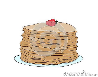 Plate with pancakes, vector Vector Illustration