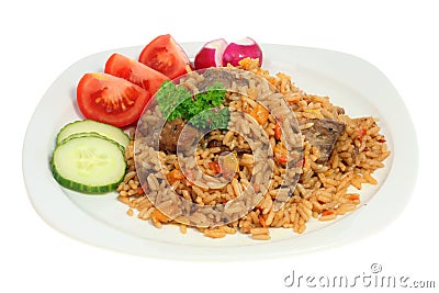 Plate of pilaf. Stock Photo