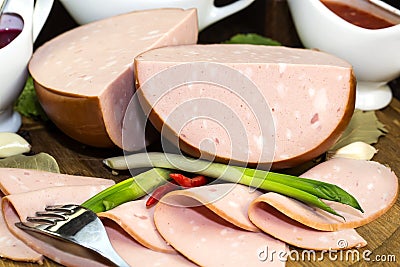 Plate with sausage Stock Photo