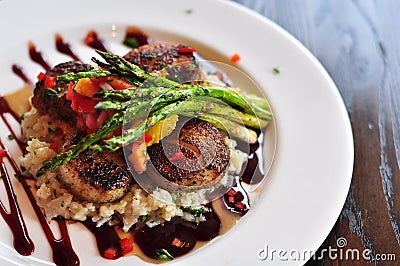 Plate of Scallops Stock Photo