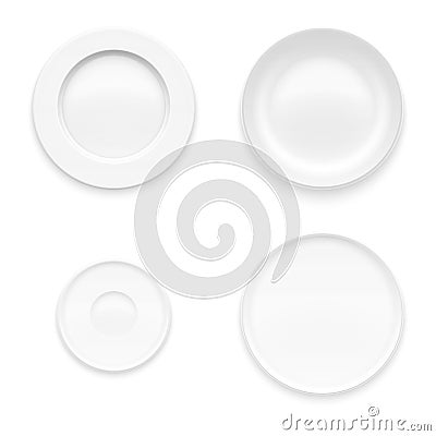 Plate set. Kitchen dishware. Vector Illustration