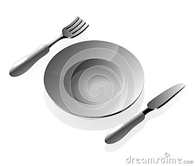 Plate and silverware Vector Illustration