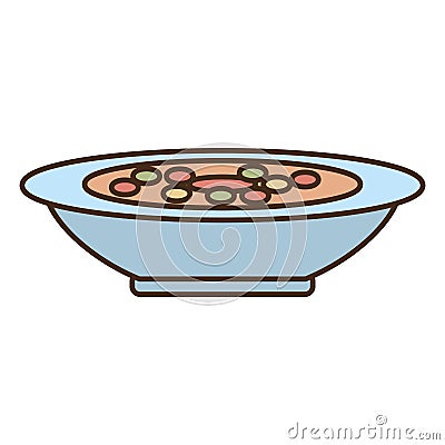 Plate soup dinner cooking Vector Illustration