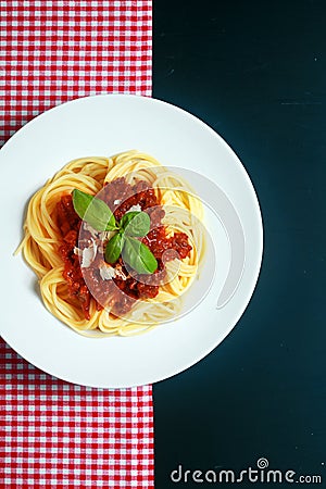 Plate of spaghetti Bolognaise Stock Photo