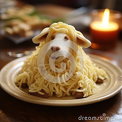 Eerily Realistic Spaghetti Sheep Pastry In Larme Kei Style Stock Photo