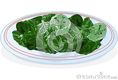 Plate of spinach Vector Illustration