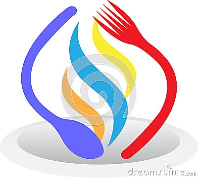 Plate spoon fork Vector Illustration