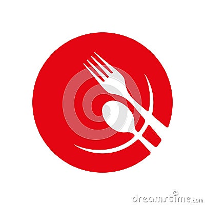 Plate with Spoon and Fork Vector Icon. Vector Illustration