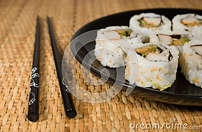 Plate of sushi - california rolls Stock Photo