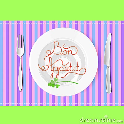 Plate on the tablecloth Vector Illustration