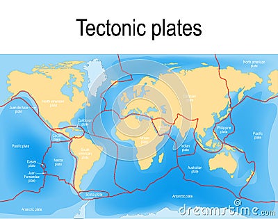 Plate tectonics map Cartoon Illustration