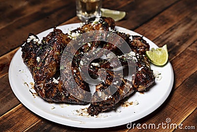 Tequila Lime Grilled Chicken Wings Stock Photo