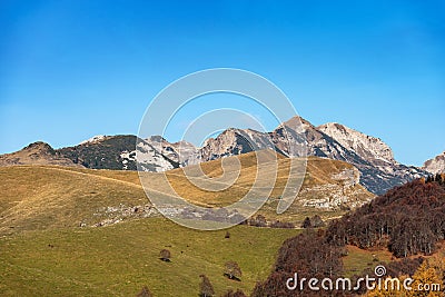 Plateau of Lessinia and Italian Alps - Carega Mountain Stock Photo