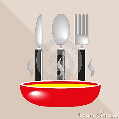 Plates and cutlery. Kitchen utensils and equipment icon. Vector Illustration