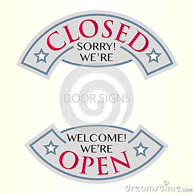Plates, stickers on the door. Open and Closed Vector Illustration
