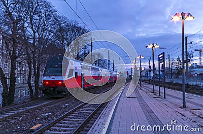 Platform in cold morning in station Heiligenstadt in Wien Austria 01 14 2024 Editorial Stock Photo