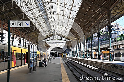Platform of Sao Bento Railway Station in Porto Editorial Stock Photo