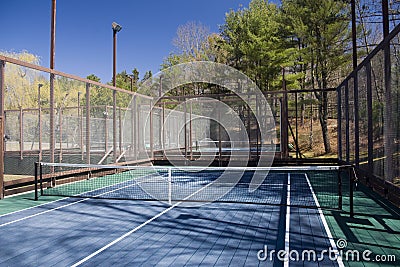 Platform paddle tennis court at private suburban club Editorial Stock Photo