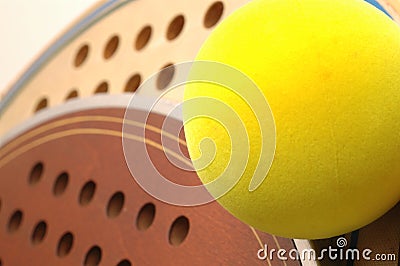 platform tennis Balls and paddles macro Stock Photo