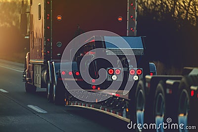 Platform Trailer Semi Truck Stock Photo