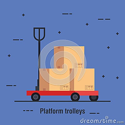 Platform trolleys delivery service icon Vector Illustration