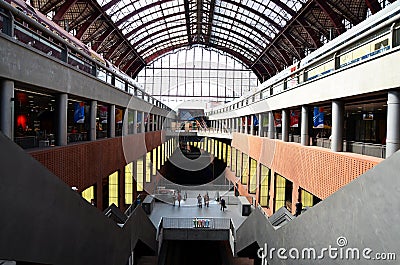 Platforms at Central railway station, Antwerpen Editorial Stock Photo