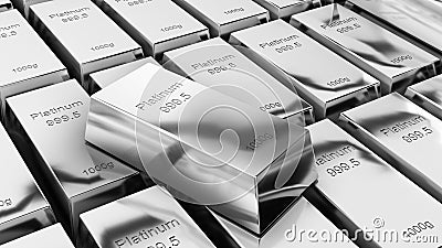 Platinum bars 1000 grams pure platinum,business investment and wealth concept.wealth of platinum,3d rendering Stock Photo