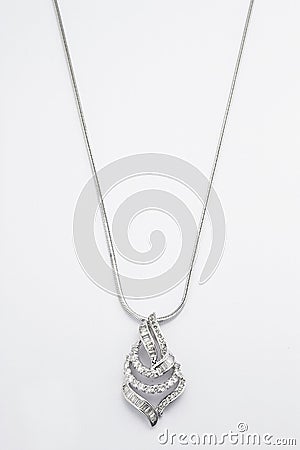 Platinum necklace with diamond pendant Stock Photo