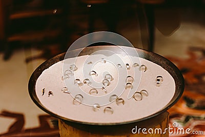 Platinum rings showcase in sand background Stock Photo