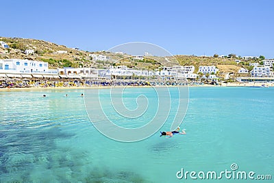 Platis Gialos beach, Mykonos, Greece Stock Photo