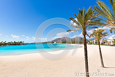 Platja de Alcudia beach in Mallorca Majorca Stock Photo