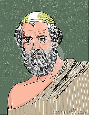 Plato portrait in line art illustration Vector Illustration