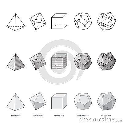 Platonic solids, illustration Vector Illustration