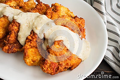 Chicken Fried Chicken and White Gravy Stock Photo