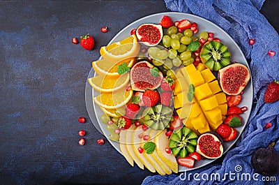 Platter fruits and berries Stock Photo