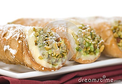 Platter of Italian cannoli Stock Photo