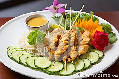 A platter of Satay Skewers. Ai Generated.NO.04 Stock Photo