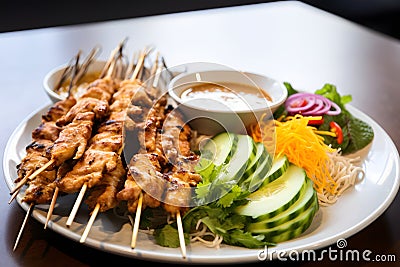 A platter of Satay Skewers. Ai Generated.NO.03 Stock Photo