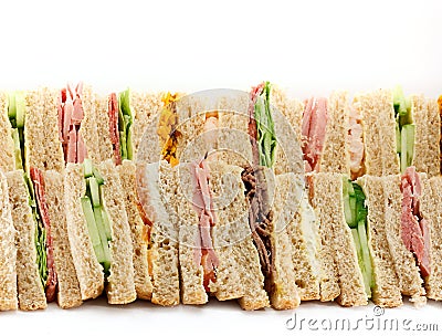 A Platter of Triangular Sandwiches Stock Photo