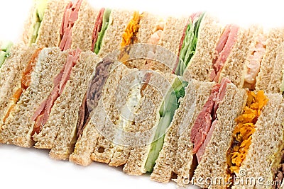 A Platter of Triangular Sandwiches Stock Photo
