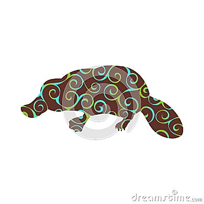 Platypus mammal color silhouette animal Vector Illustration