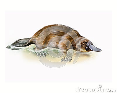 Platypus Ornithorhynchus anatinus Cartoon Illustration