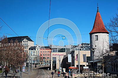 Plauen, Germany - March 16, 2023: Nonnenturm, the last remaining tower of the old city fortifications in Plauen Editorial Stock Photo